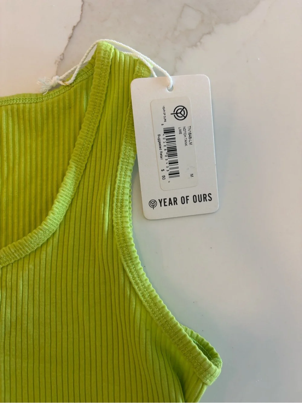 Year of Ours Neon Lime Ribbed V-Notch Crop Tank & matching leggings